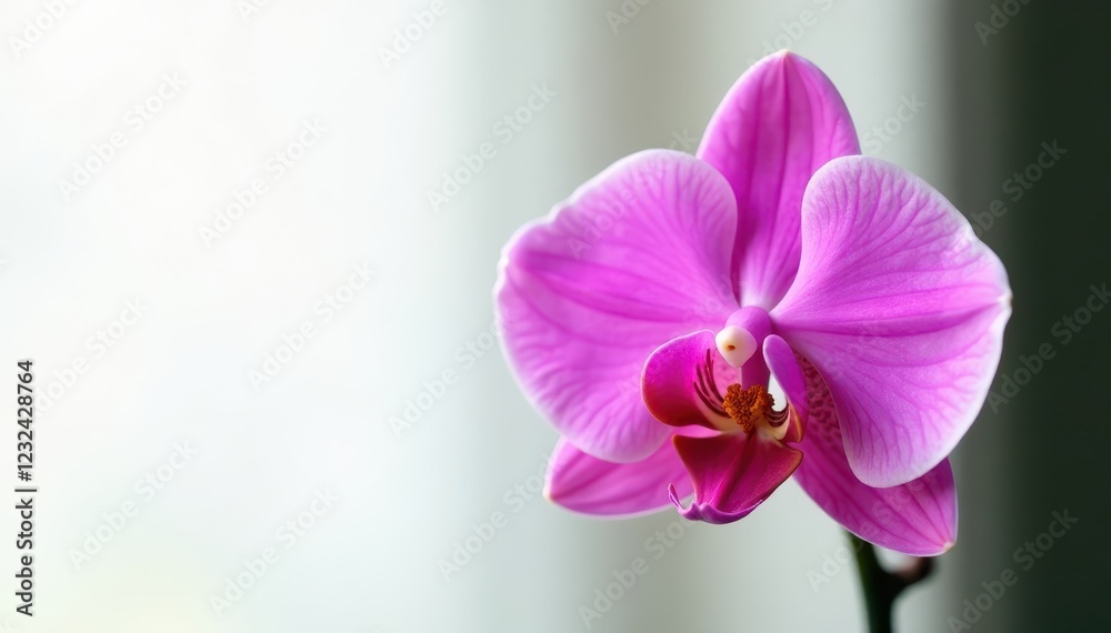 Single rosy orchid, vibrant hues, pure white backdrop , flora, studio shot Single rosy orchid, vibrant hues, pure white backdrop , flora, studio shot