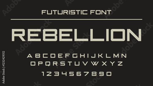 Rebellion futuristic modern creative font. Alphabet vector font with lowercase and number. Industrial font perfect for logos, quotes, cards, product packaging, social media, posters and other designs.