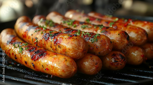 Grilled Sausages Sizzle on ...