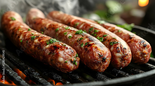 Juicy Sausages Sizzle on a ...
