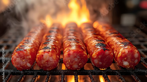 Juicy Sausages Sizzle on a ...