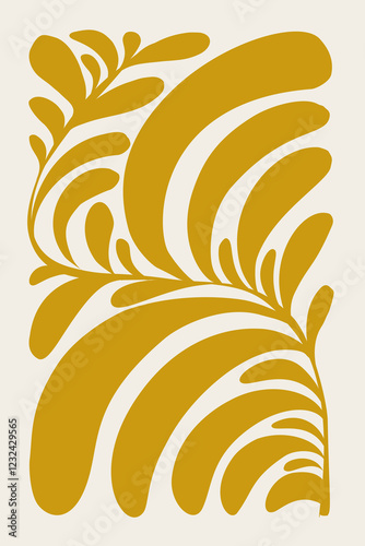 Modern earth seaweed abstract minimalist hand painted illustration for wall art decoration, cover, postcard or brochure design.