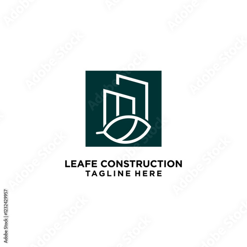 Simple leafe construction logo design premium vectot photo