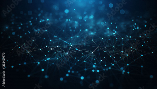 Black background with Dark blue and glow particle abstract.