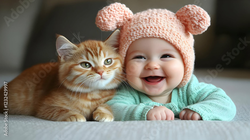 Adorable Baby with Knitted ...
