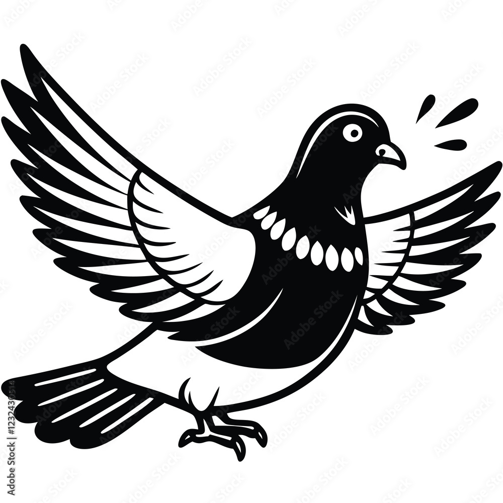 Fototapeta premium Flying dove vector symbol of peace