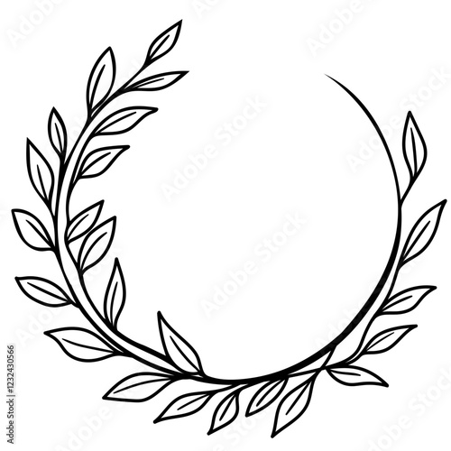 Round botanical framw with leaves for logos and monograms