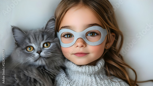 Girl with Gray Mask Poses C...