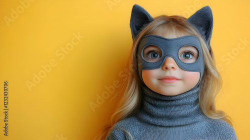Child Wears Gray Animal Mas...