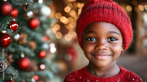 Smiling child wears red win...