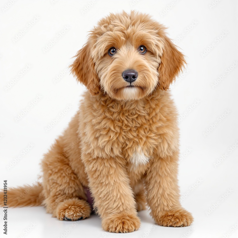 Adorable Golden Doodle Puppy Sits in Profile Generative Ai Adorable Golden Doodle Puppy Sits in Profile Generative Ai