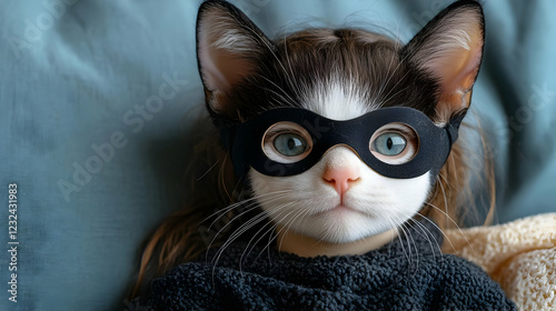 Adorable Kitten Wearing a M...
