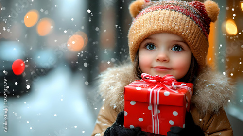 Smiling Child Holds a Red G...