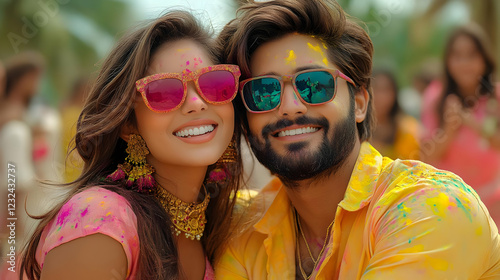 Couple Celebrates Holi Fest...