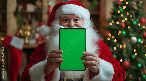 Santa Claus Holds a Green S...