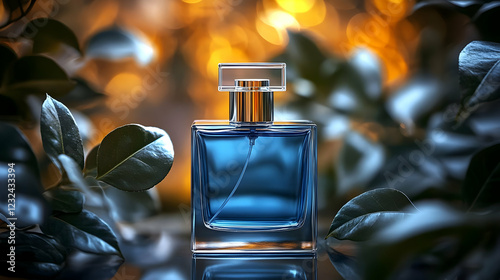 Blue Perfume Bottle Sits Am...