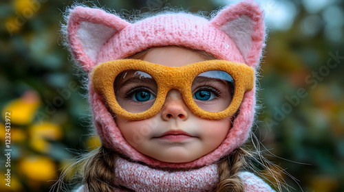 Child with Pink Knitted Cat...