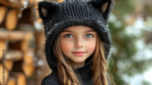 Smiling Girl in Cat-Eared H...