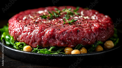 Raw Ground Meat Patty Rests...