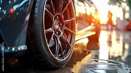 Close-up of a Car Wheel on ...