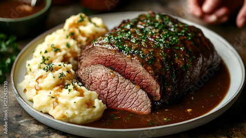 Sliced Roast Beef with Grav...