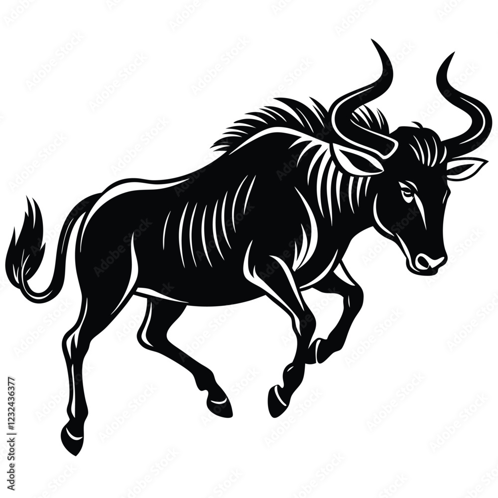 Obraz premium Zebra running in silhouette vector illustration