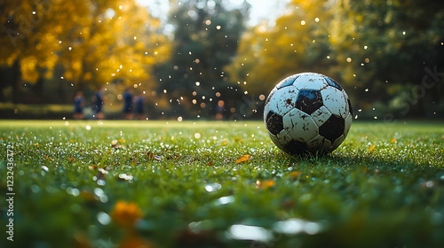 Worn Soccer Ball Sits on De...
