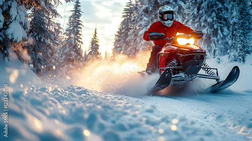 Snowmobile Rider Speeds thr...