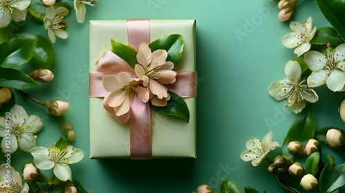 Gift Box Wrapped in Green P...