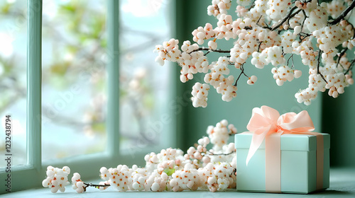 Gift Box with Peach Ribbon ...