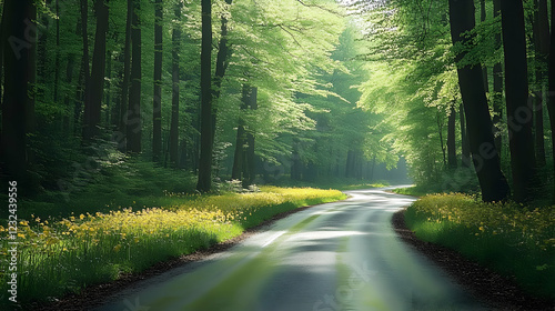 Winding Road Through Lush F...