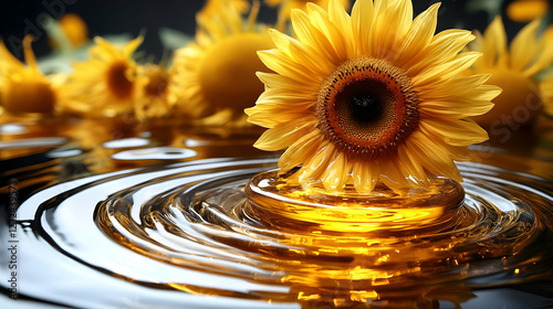 Sunflower Floats on Golden ...