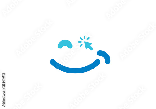 click smile logo combination. modern minimalist for happy shopping vector design