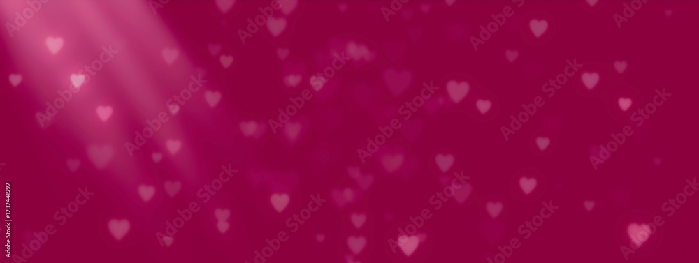 Obraz premium Valentines day background banner - abstract panorama background with red hearts - concept love 