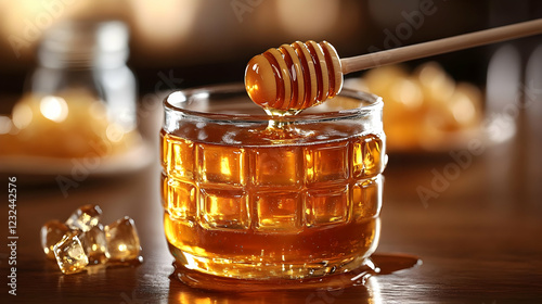 Golden honey dripping from ...