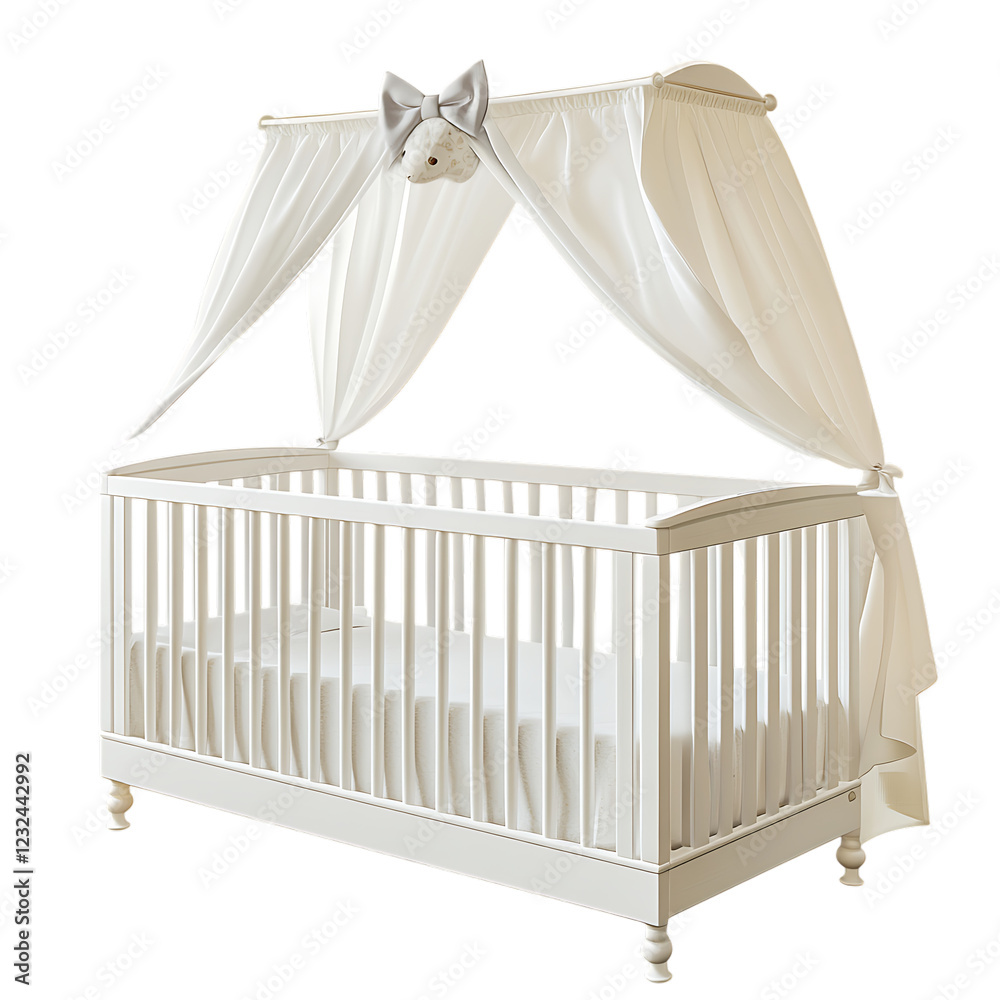PNG White Baby Crib Nursery Furniture Infant Bedding Cradle Against Transparent Background for Baby Product Branding, Nursery Designs, or Furniture Marketing PNG White Baby Crib Nursery Furniture Infant Bedding Cradle Against Transparent Background for Baby Product Branding, Nursery Designs, or Furniture Marketing