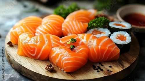 Fresh Salmon Sashimi and Su...