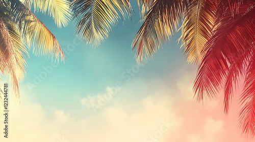 Tropical Palm Leaves Frame ...