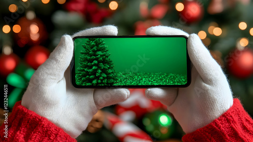 Gloved Hands Hold Phone Sho...