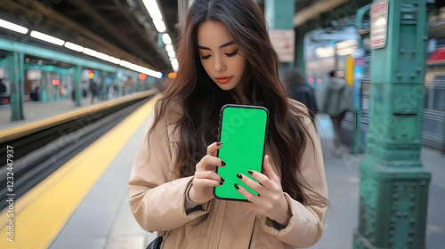 Woman Holds Green Screen Ph...