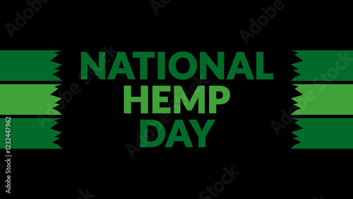 Photos National Hemp Day text with side lines on a black background