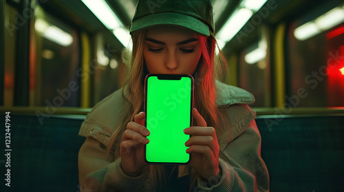 Woman Holds Smartphone with...