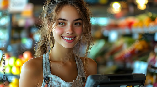 Smiling Young Woman Works a...