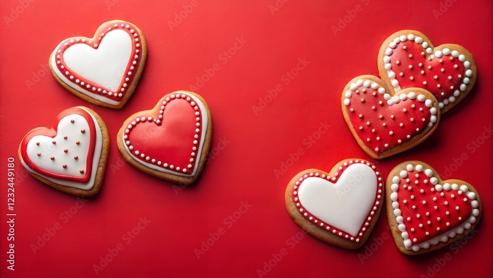 heart shaped cookies on red background heart shaped cookies on red background
