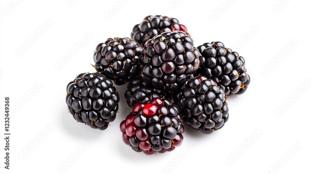 Fresh Blackberries on White Background for Healthy Food Concepts Fresh Blackberries on White Background for Healthy Food Concepts