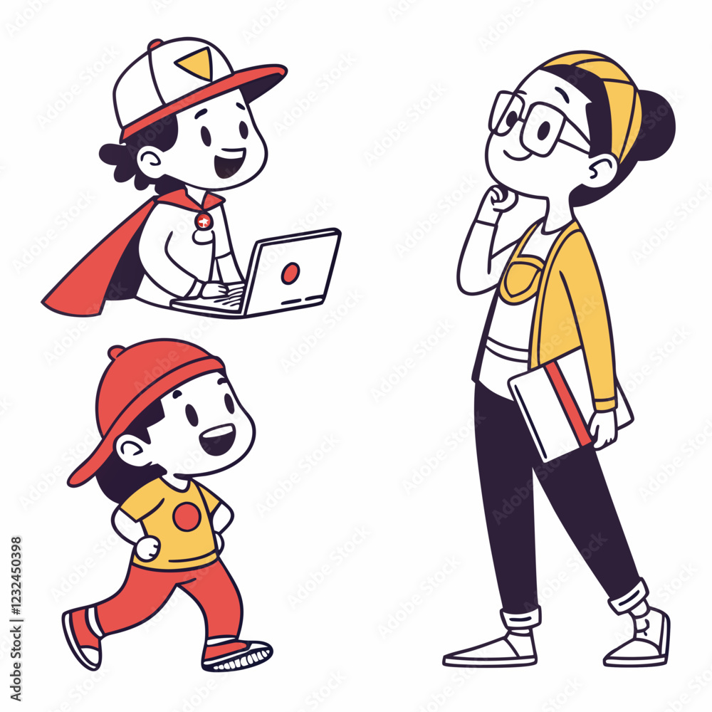 Flat Character Designs Set with Avatars and Mascots Flat Character Designs Set with Avatars and Mascots