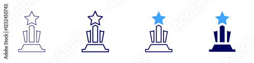 Award acknowledgments icon in 4 different styles. Thin Line, Line, Bold, and Bold Line. Duotone style. Editable stroke