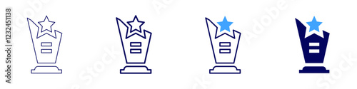 Award mentions icon in 4 different styles. Thin Line, Line, Bold, and Bold Line. Duotone style. Editable stroke