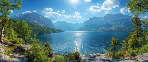 Panoramic Wild Goose Island - Glacier National Park