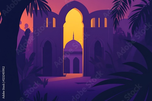 Sunset Oasis: Mystical Islamic Architecture in a Tropical Garden